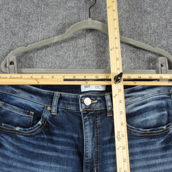 BKE Buckle Super Flare PARKER Jeans Womens 32 Blue Stretch Fit 36x30 Denim Fray - Picture 10 of 16